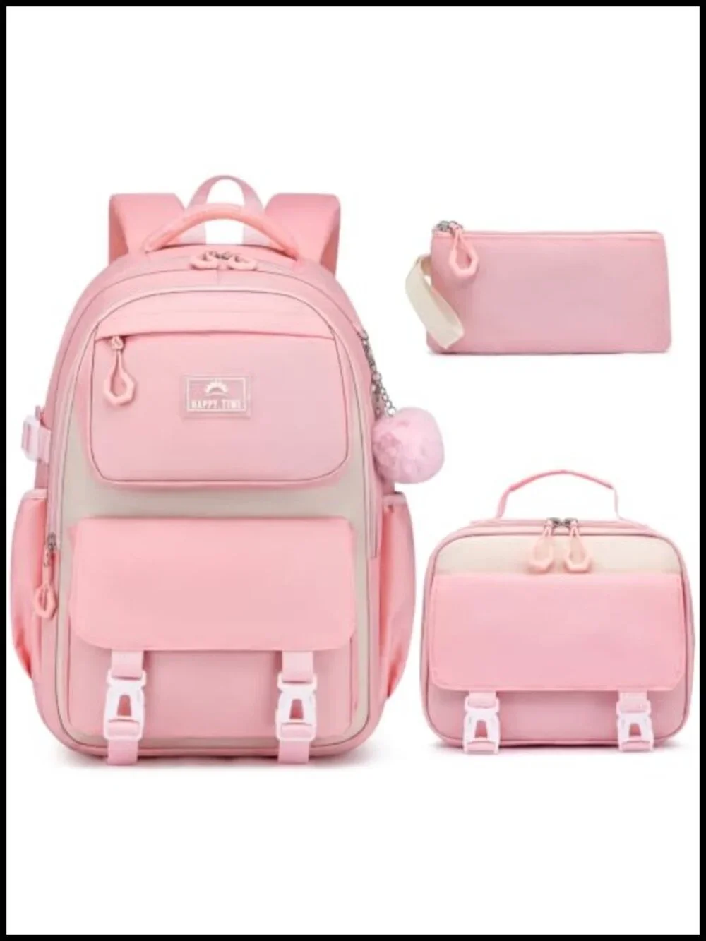 Girls School Backpack Set 3-Piece Bookbag with Lunch Box and Pencil Case
